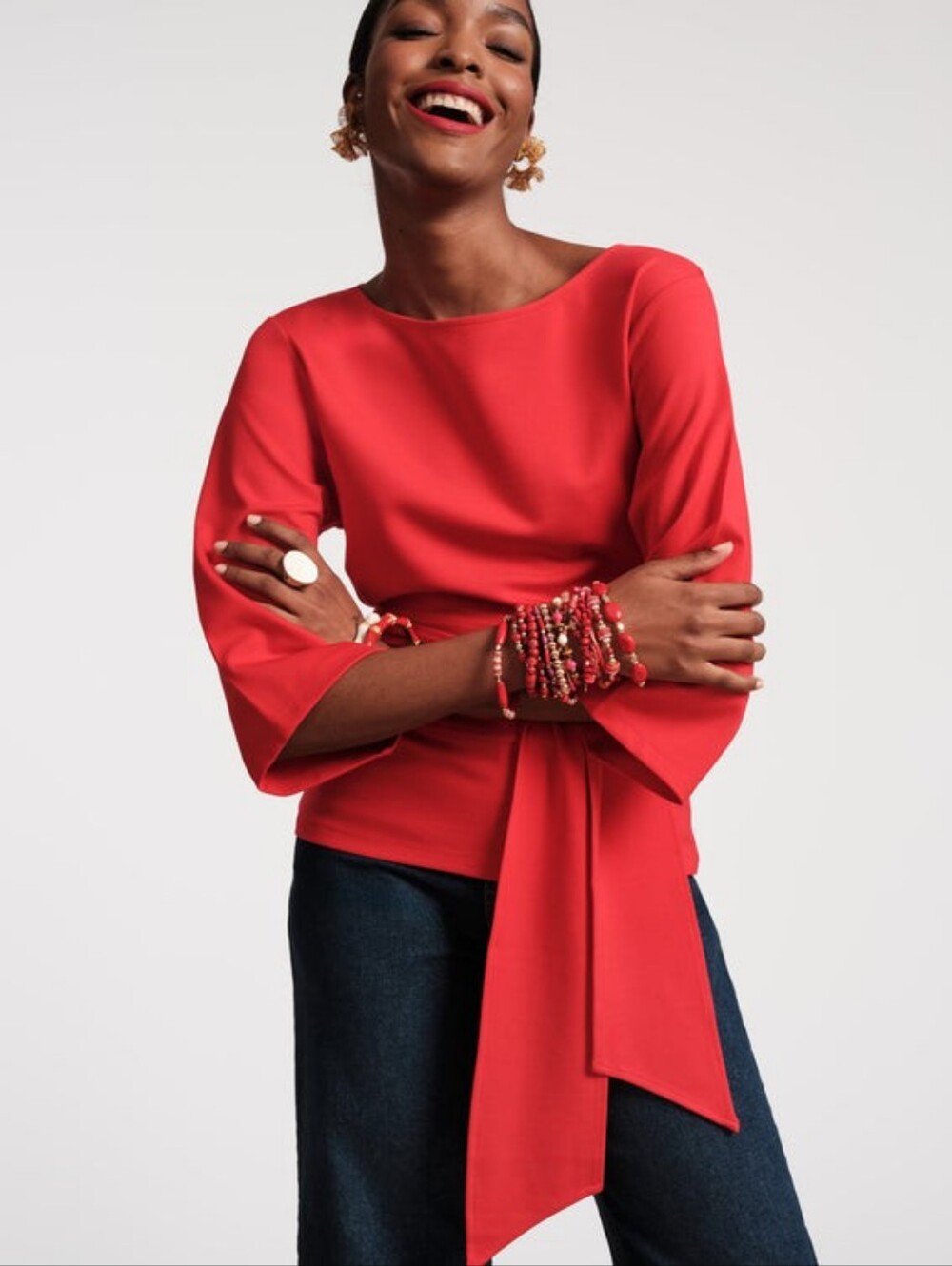 NWT Frances Valentine Red Whitney Wrap Top Size 1X